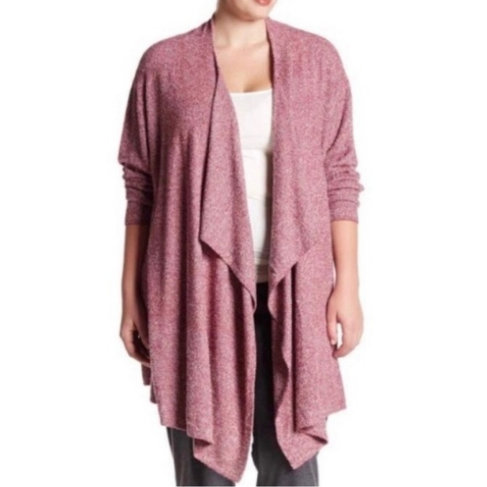 Barefoot Dreams Bamboo Chic Lite Calypso Wrap Sweater Cardigan Cranberry